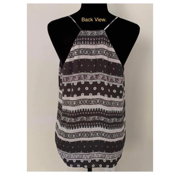 LOFT Spaghetti strap gray black purple stripe tank XS - Picture 2 of 5